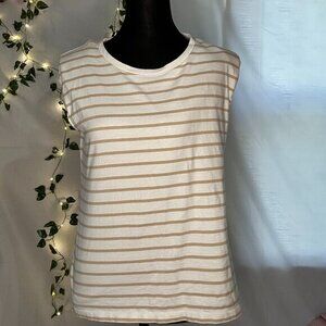 Maurices Tan and‎ White Striped Tank with Shoulder Pads Size Medium